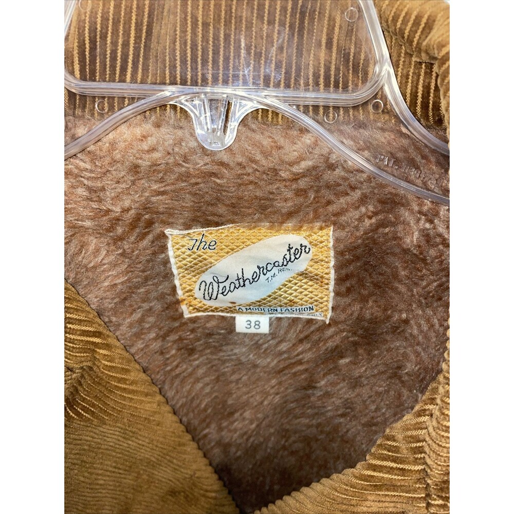 Weathercaster Men’s Corduroy Coat Size Medium Brown Fleece Lined Belted Outdoors - Picture 2 of 12